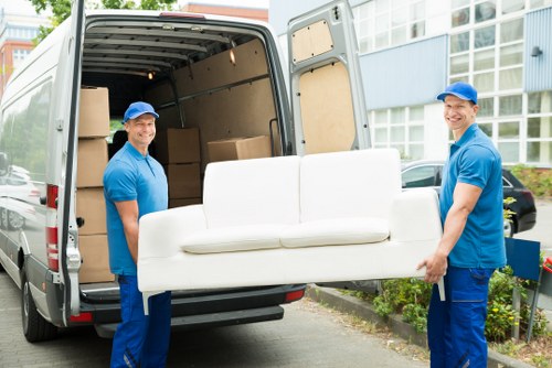 Professional packing boxes being prepared in a Swiss Cottage home