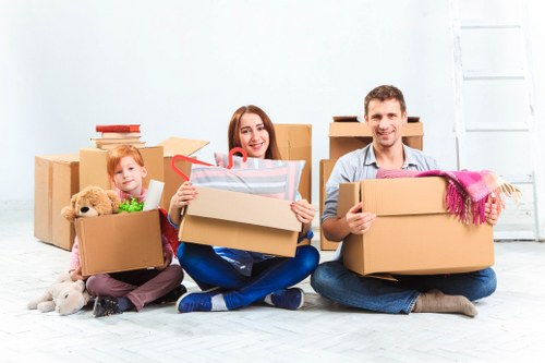 Removal team planning a move in Swiss Cottage near local residential buildings