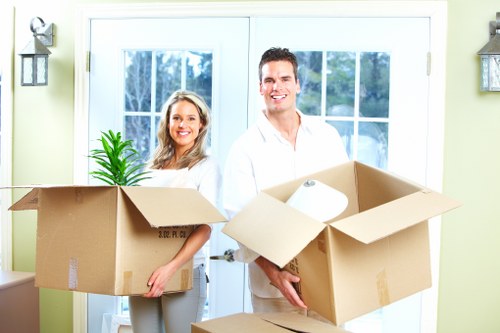 Boxes and protective wrapping used for a move in Swiss Cottage